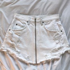 LF denim zip up skirt